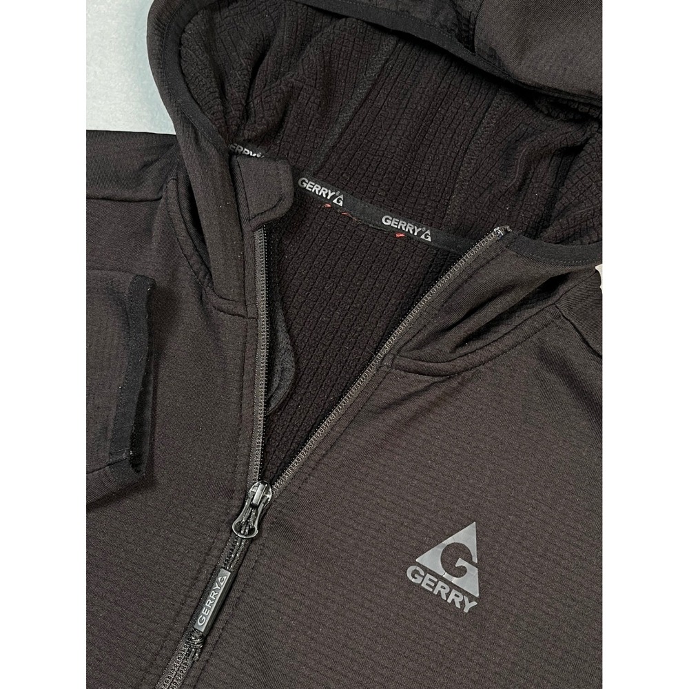 Gerry Black Full Zip Hooded Fleece Lined Jacket Medium 21x25‎ (no tag)Gorp core